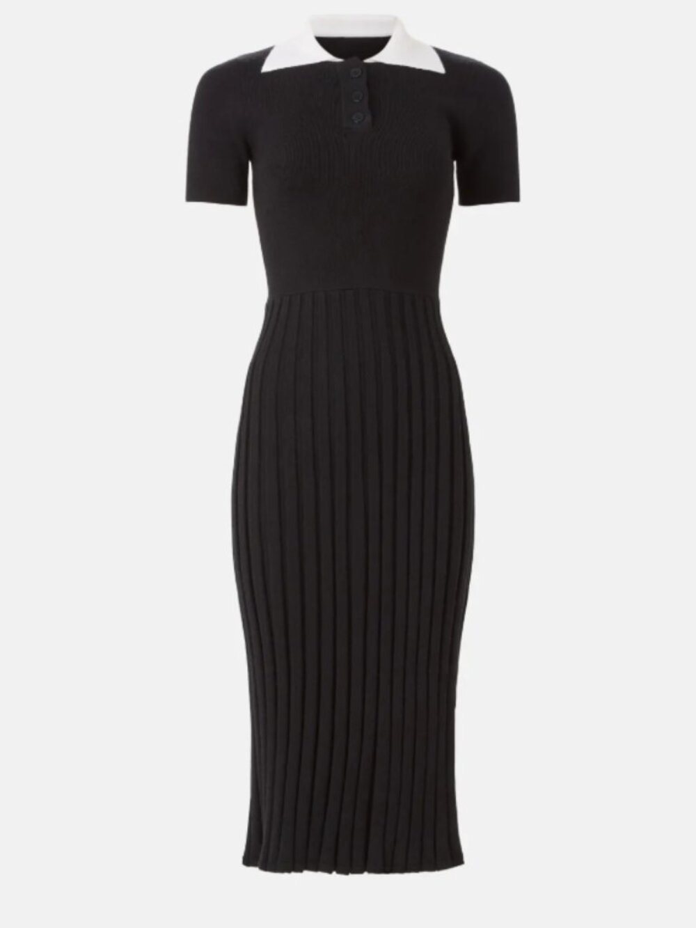 Black Collared Knit Dress RTR-41